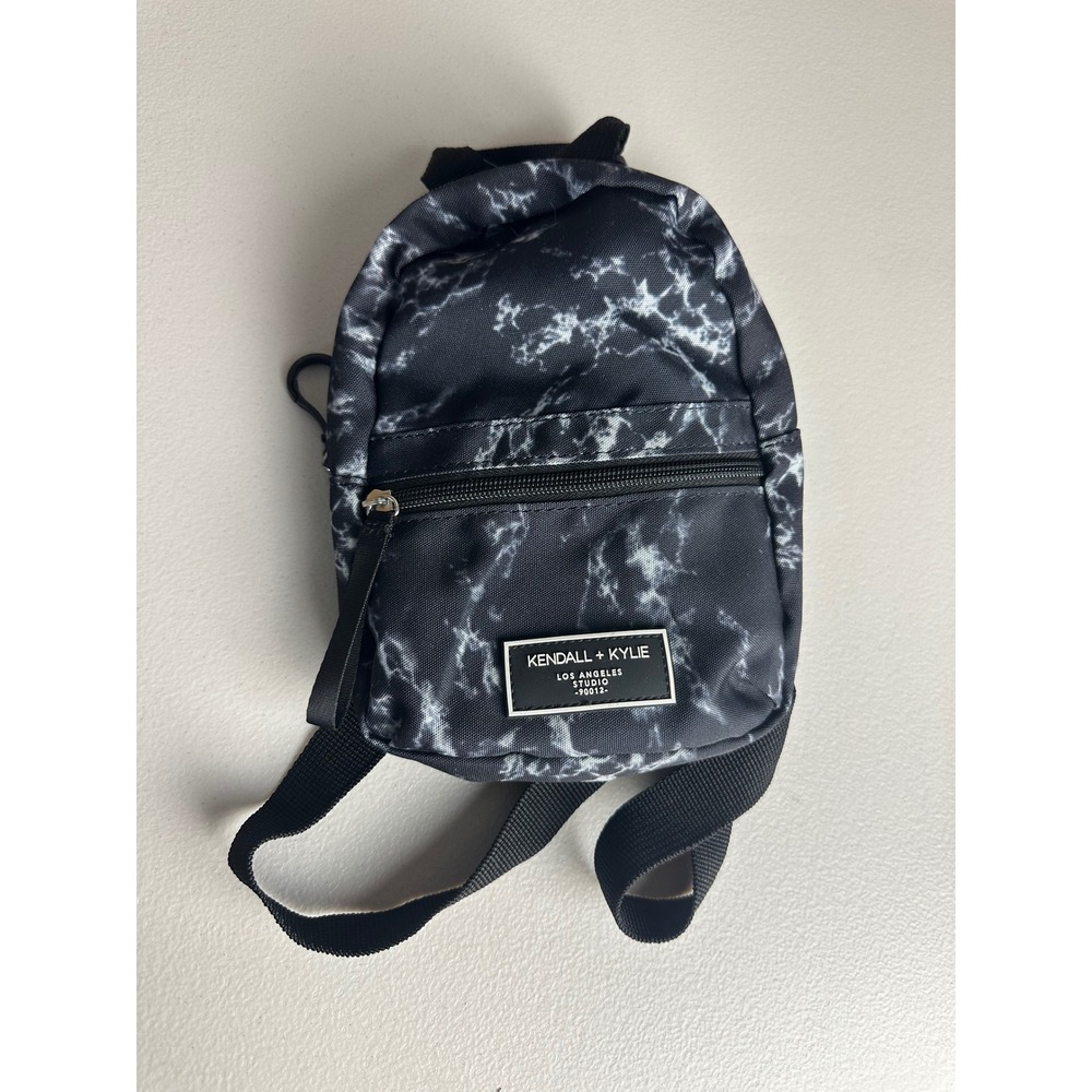 Kendall + Kylie Mini Backpack Black White Marble Print Los Angeles Studio Bag